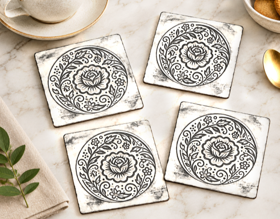 Metal Decor etched coaster 656-MD