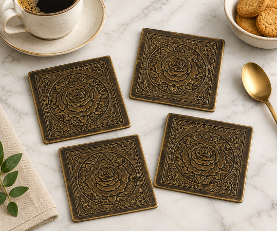 Metal Decor etched coaster 658-MD
