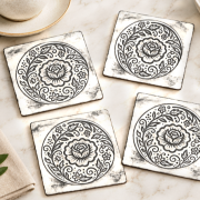 Metal Decor etched metal coaster article 656-MD
