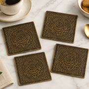 Metal Decor etched metal coaster article 658-MD