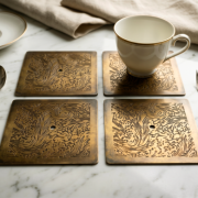 Metal Decor etched metal coaster article 661-MD